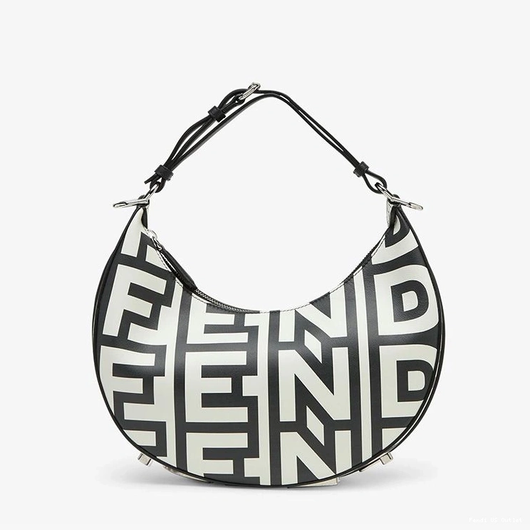 Vintage HOT Black Capsule Bag In Roma Leather Small White Fendi Hobo Fendi Fendigraphy 0805
